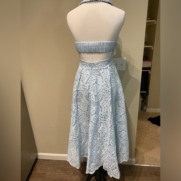NWT ASOS Lace Light blue halter neck dress Petite 6 Small midi Bridal party - Picture 10 of 11